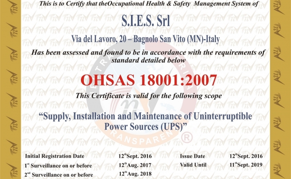 certificazione ISO 18001:2007